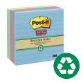 3M 675-6SST Post-it Super Sticky Recycled Notes, 4 in x 4 in (101 mm x 101 mm) Bora Bora Collection, Lined, 6 Pads/Pack, 90 Sheets/Pad