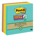 3M 675-6SSNRP Post-it Super Sticky Recycled Notes, 4 in x 4 in (101 mm x 101 mm) Bali Collection, Lined, 6 Pads/Pack