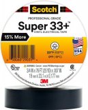 Scotch® Super 33+ Vinyl Electrical Tape, 3/4 in x 76 ft, 1 in Core, Black, 100 rolls/Case