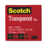 3M 600-72-3PK Scotch Transparent Tape, 1 in x 2592 in (25,4 mm x 65,8) 3PK