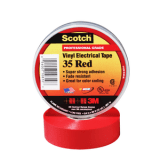 Scotch® Vinyl Color Coding Electrical Tape 35, 3/4 in x 66 ft, Red, 10 rolls/case