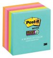 3M 654-5SSMIA Post-it Super Sticky Notes, 3 in x 3 in (76 mm x 76 mm), Miami Collection, 5 Pads/P...