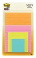 3M 4622-SSMIA Post-it Super Sticky Notes, Multi Sizes, Miami Collection, 4 Pads/Pack, 45 Sheets/P...