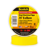 Scotch® Vinyl Color Coding Electrical Tape 35, 1/2 in x 20 ft, Yellow, 10 rolls/Case