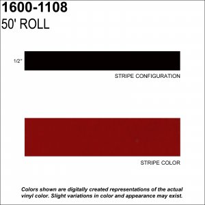 Prostripe Reflective Striping Tape 1600-1108, Red, 1/2 in x 50 ft