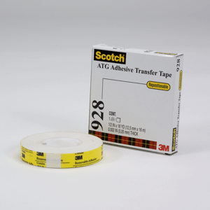 3M 928 Scotch ATG Repositionable Double Coated Tissue Tape Translucent White, 0.50 in x 18 yd 2.0 mil, 12 rolls per inner 6 inners per case