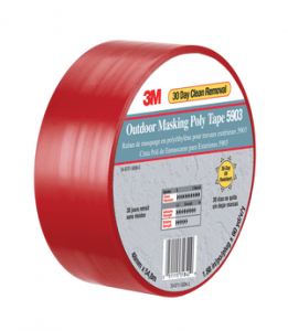 3M 5903 Outdoor Masking Poly Tape Red, 5 in x 60 yd 7.5 mil, 8 per case Bulk