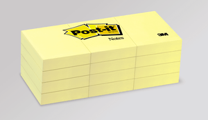 3M 653 Post-it Notes, 1-1/2 in x 2 in, Canary Yellow