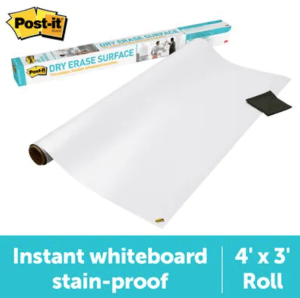 Post-it® Super Sticky Dry Erase Surface DEF4x3, 3 ft x 4 ft, 6 Assortments/Case