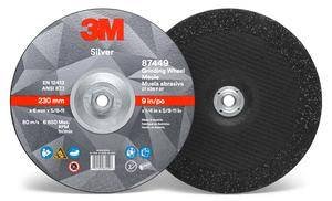 3M 87449 Silver Depressed Center Grinding Wheel, T27 Quick Change, 9 in x 1/4 in x 5/8-11, 10 per inner 20 per case